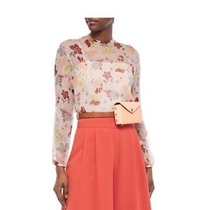 Red Valentino metallic floral chiffon top